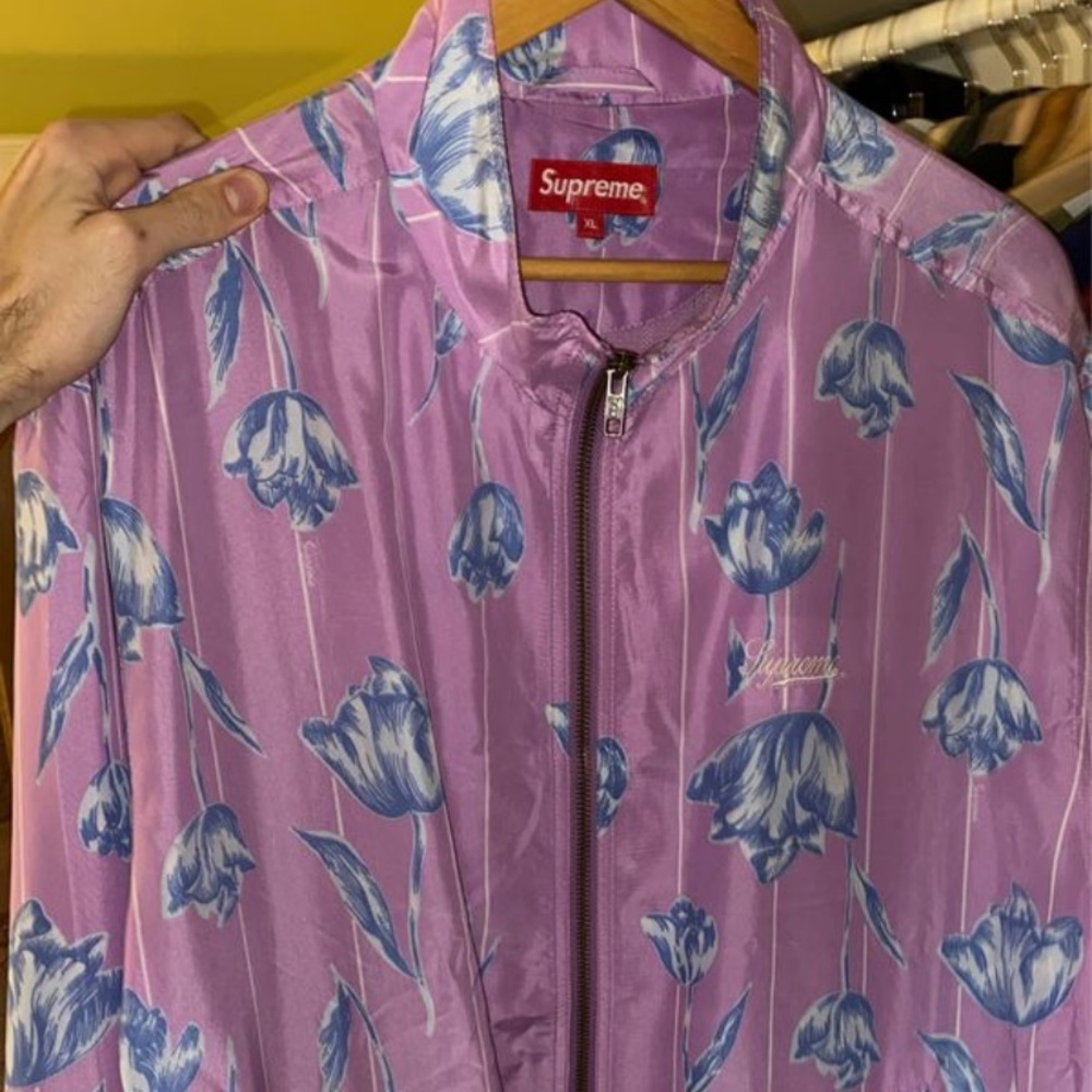 Supreme silk track jacket S/S 19 pink floral